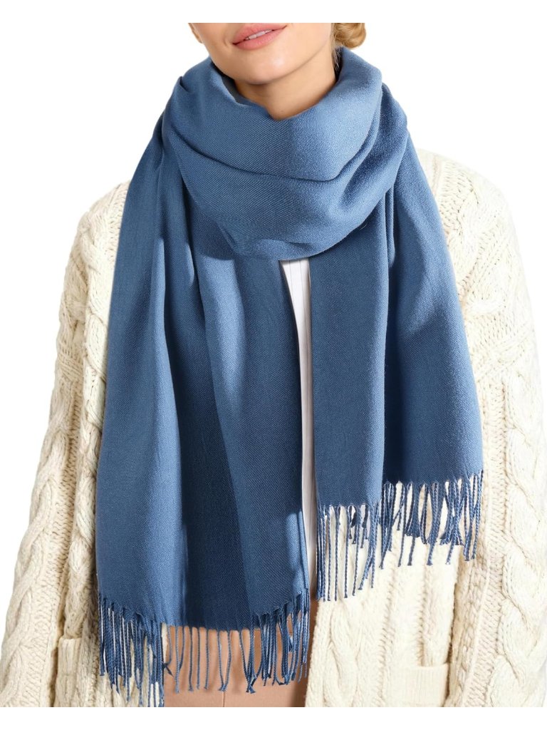 Women's Denim Blue Evening Dresses Blanket Imported Pashmina Shawl Scarves
